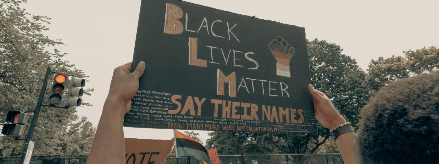 protestor holding a black lives matter sign