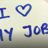 I love my job sticky note on keyboard
