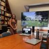Annabelle in front of her presentation