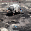 An archaeologist at the site of a 1,000-year-old Tequesta village in Miami in 2013