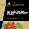 Talk flyer featuring Dr Larson and a chicken with crazy head feathers
