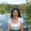 Jessica in front of a pond