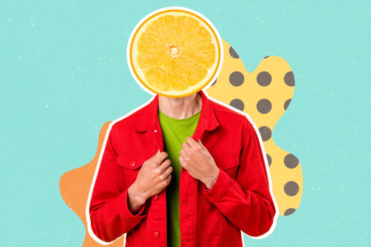 person with citrus head