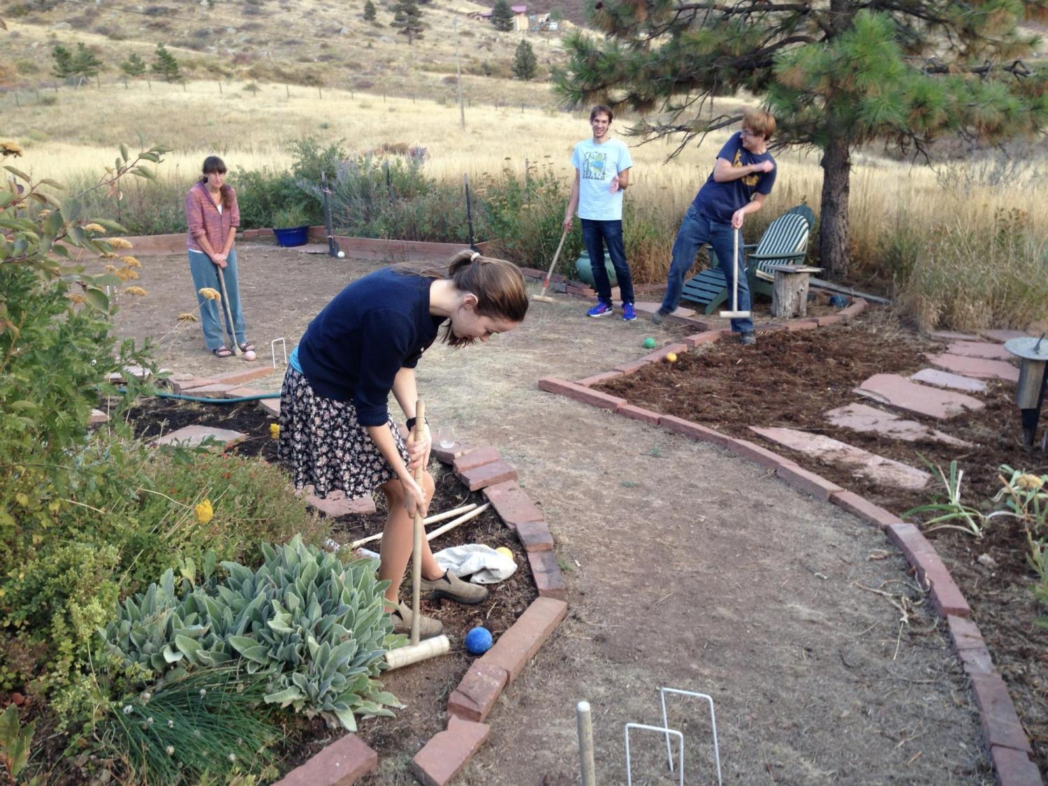 Professors Madigan and Ellingson playing croquet