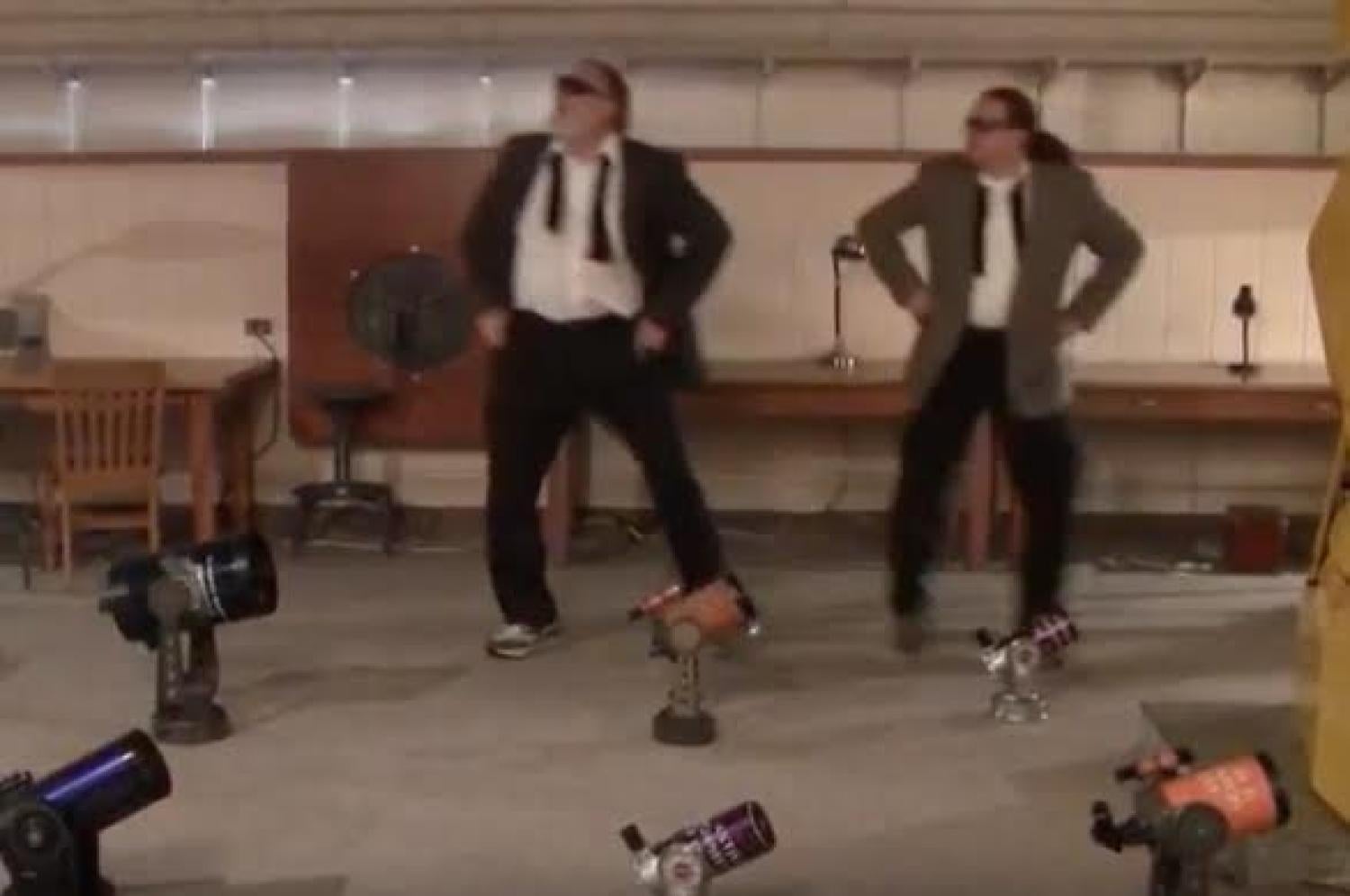Faculty and staff dancing on the observing deck