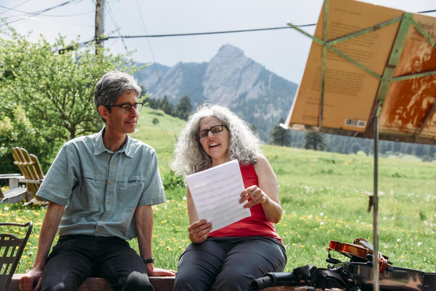 Alicia Svigals and Yonatan Malin at Chautauqua reading music