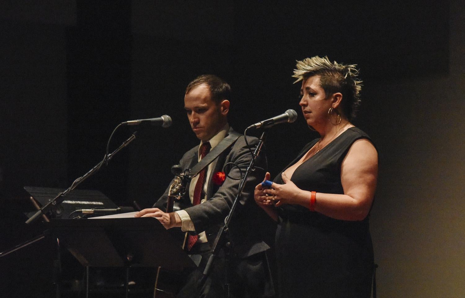 Jeremiah Lockwood and Jewlia Eisenberg performing on stage