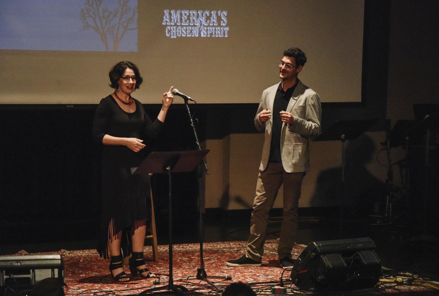 Janice Fernheimer and JT Waldman on stage