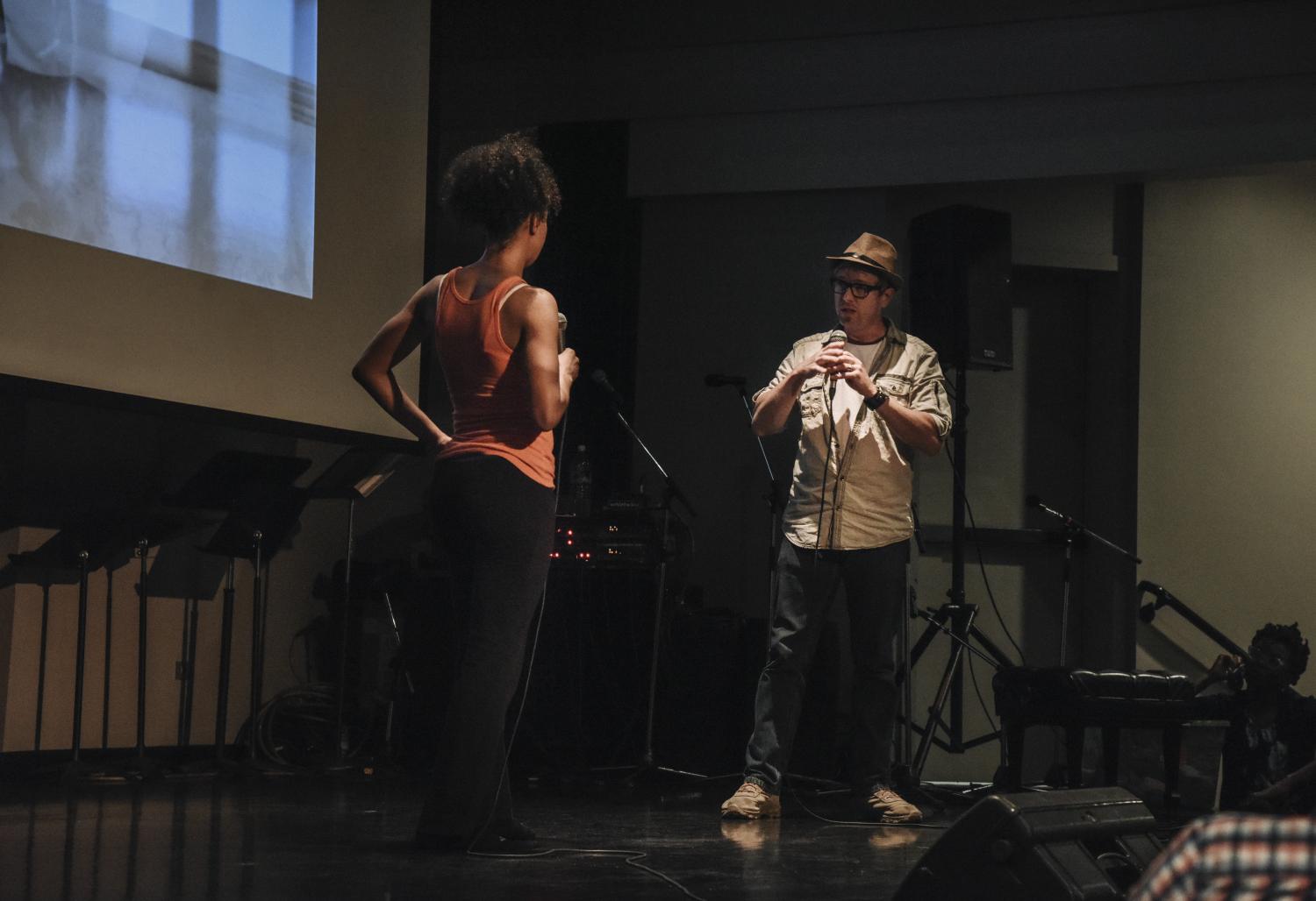 Gesel Mason and a colleague on the stage