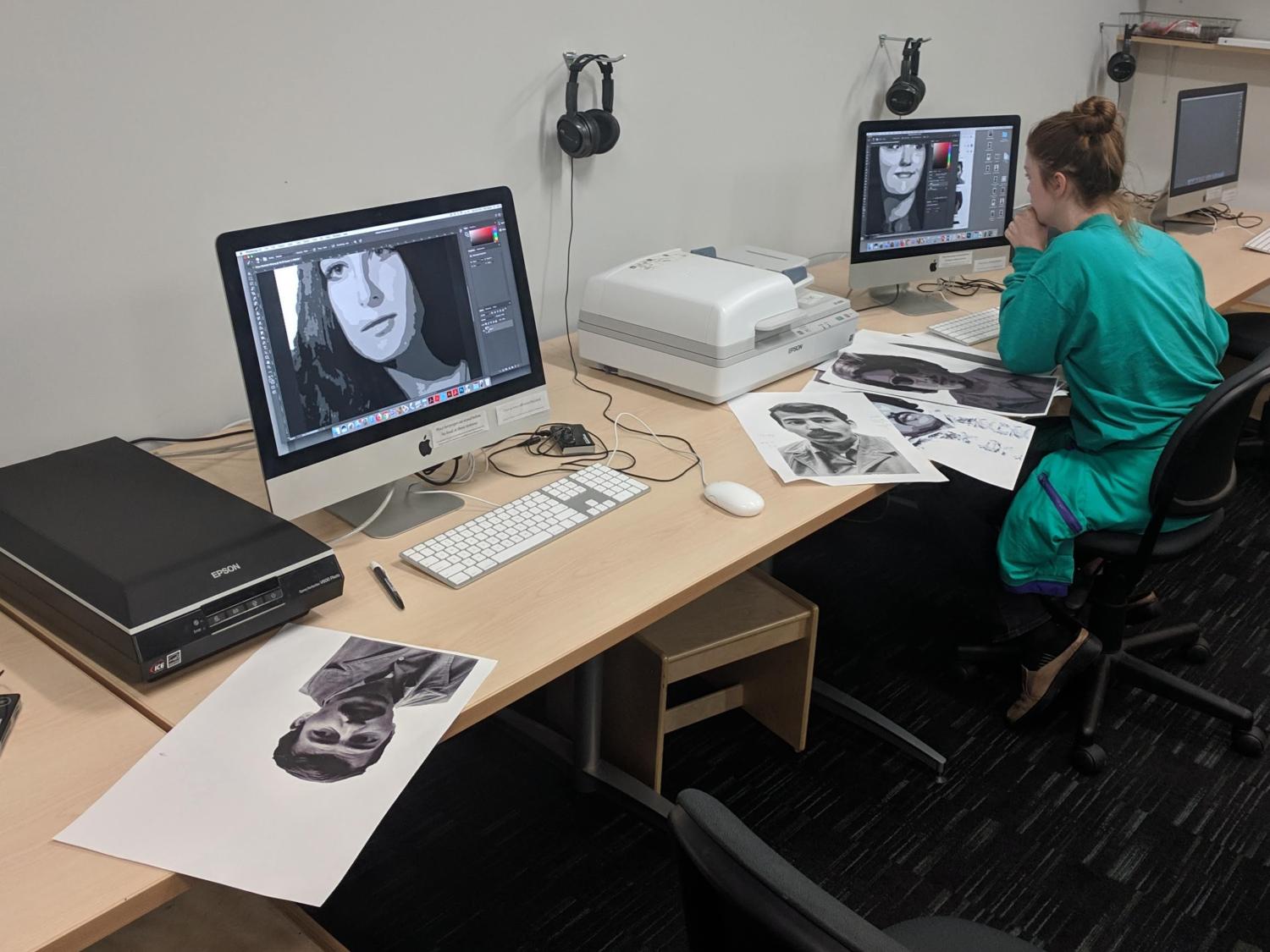 A woman working on the project