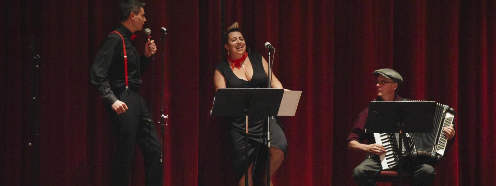 David Shneer and Jewlia Eisenberg singing on stage