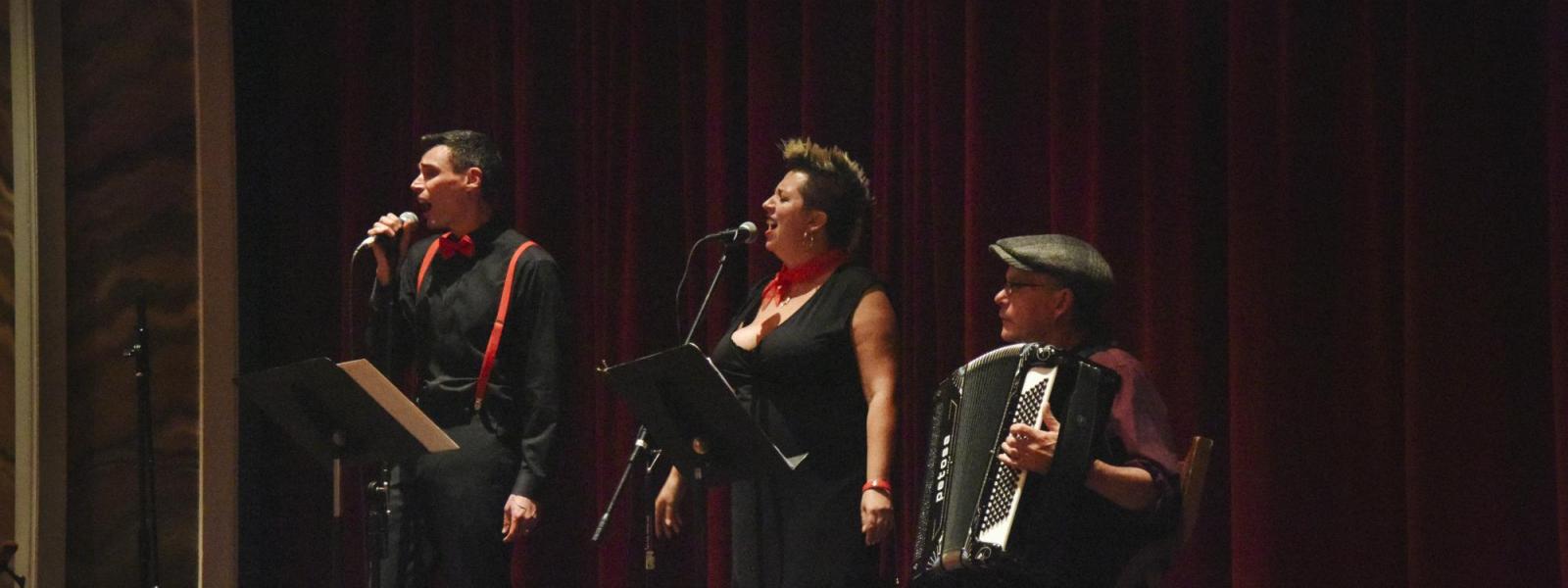 David Shneer and Jewlia Eisenberg performing on stage
