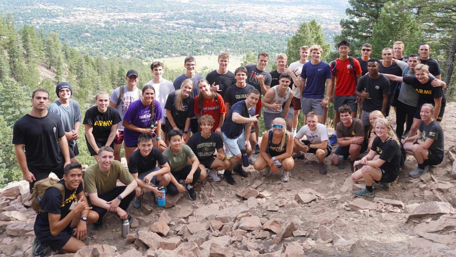 New CU-Boulder Cadets who attended the orientation hiked up to the first outcropping on the Chautauqua trails on Saturday, August 24th. Photo courtesy of CDT Dylan Jones, ACO PAO.