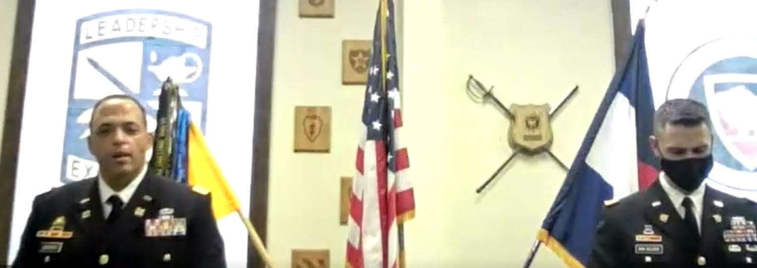 Army ROTC Fall 2020 Commissioning on December 15, 2020 [from left to right] CPT Tavon Cooper and LTC Mark Van Gelder.