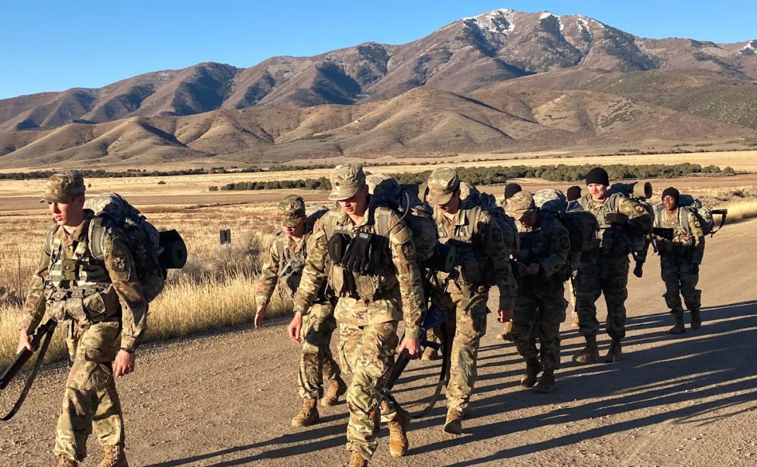 The GBB Team on their final movement – 12-mile timed ruck march with weapon and full kit. Photo courtesy of SFC Kevin Marquardt.
