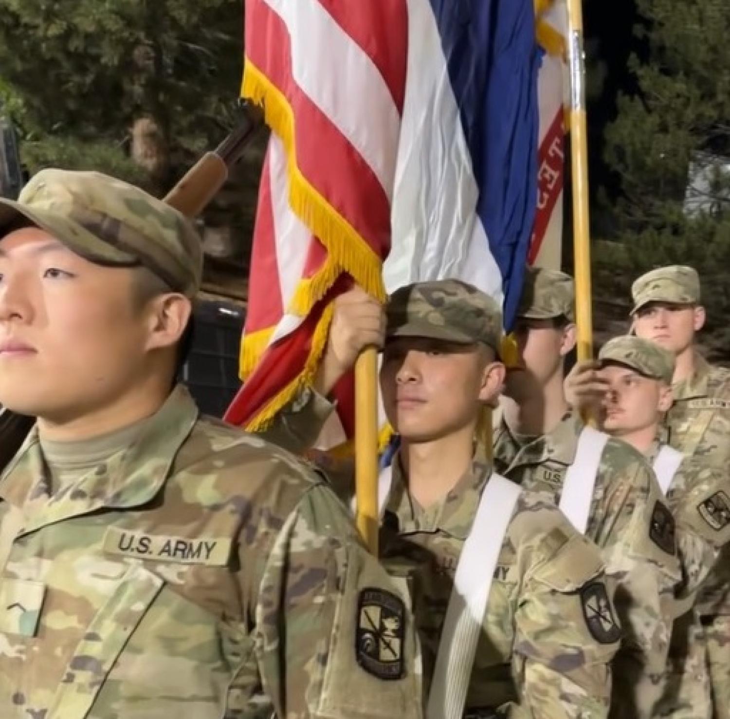 Pictured from left to right: CDT Mun, CDT Xu, CDT Leache, CDT Monroe, and CDT Morehouse. Photo courtesy of CPT Chris Head.