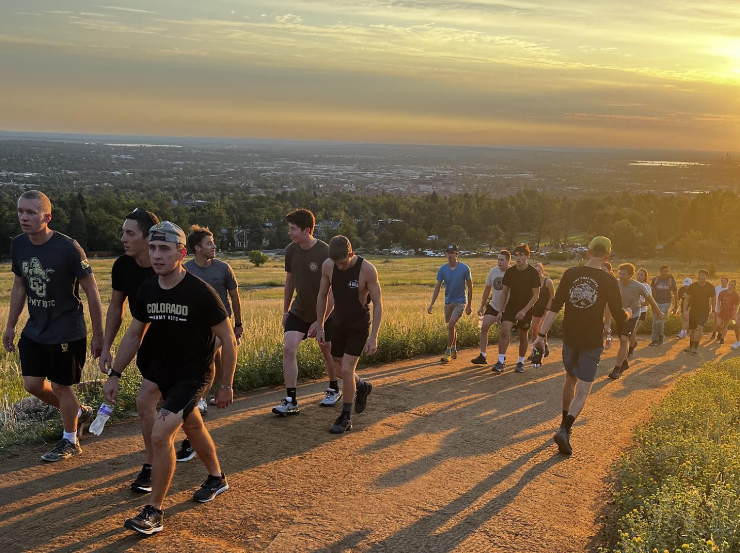 Upperclassmen Cadets showing the new freshmen the way up to Chautauqua on Friday, August 19th. Photo courtesy of CPT Chris Head.