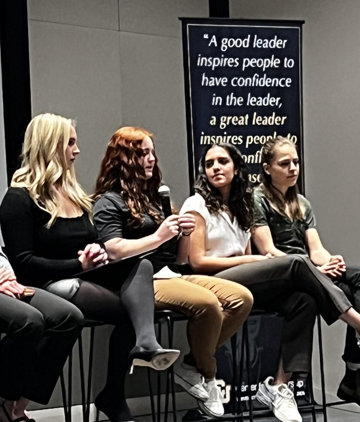 Cadet Natalie Peters speaking at the 2023 Student Leaders of the Year ceremony. Photo courtesy of Captain Chris Head.