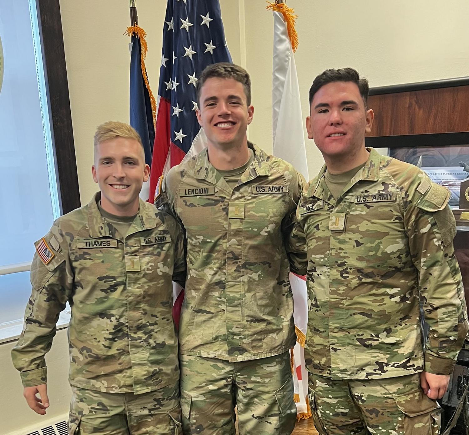 2LT Thames, 2LT Lencioni and 2LT Vigil (from left to right). Photo courtesy of CPT Chris Head.