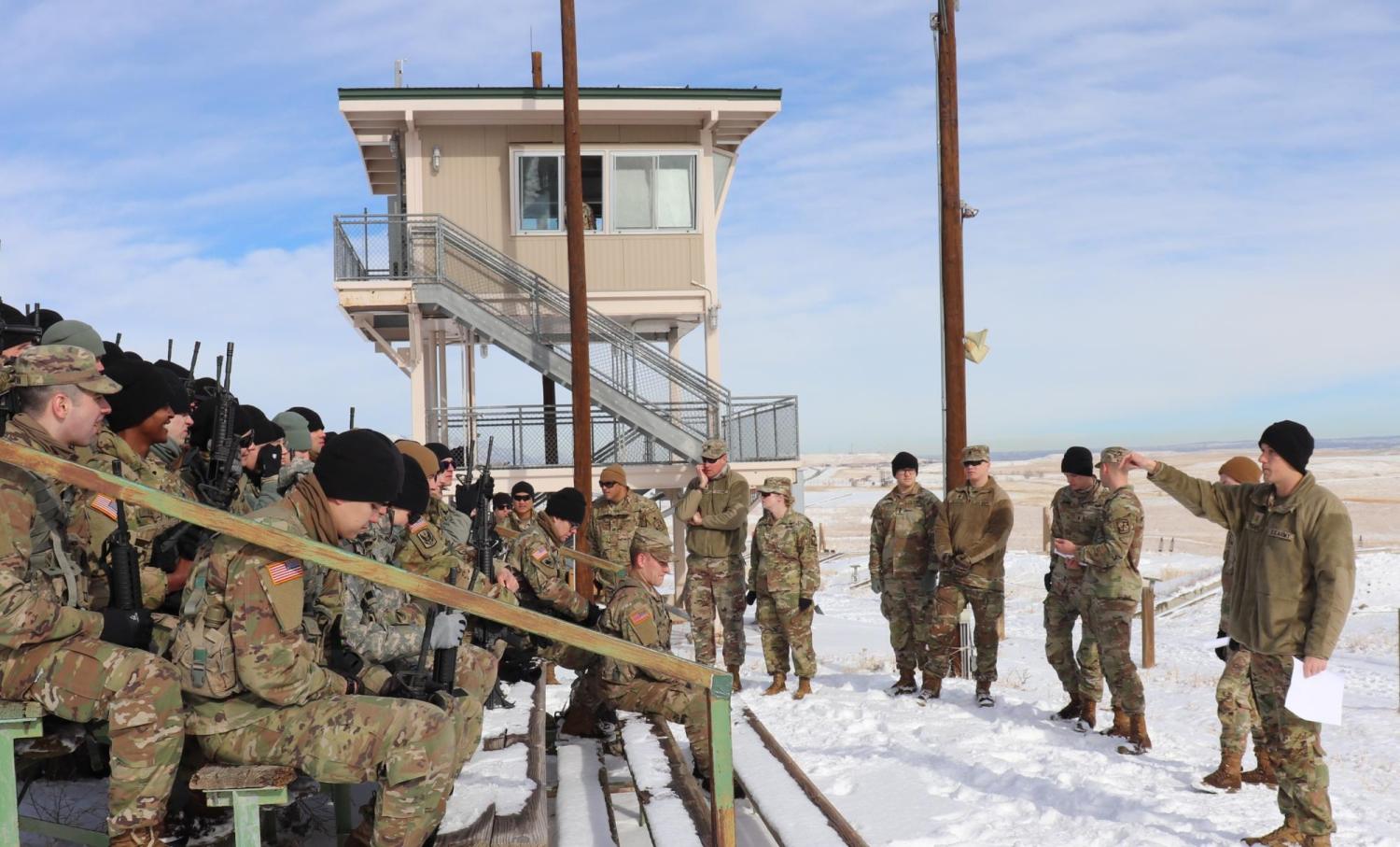 Cadets listen to instructions before the range training begins. Photo courtesy of MAJ Jenn Staton.