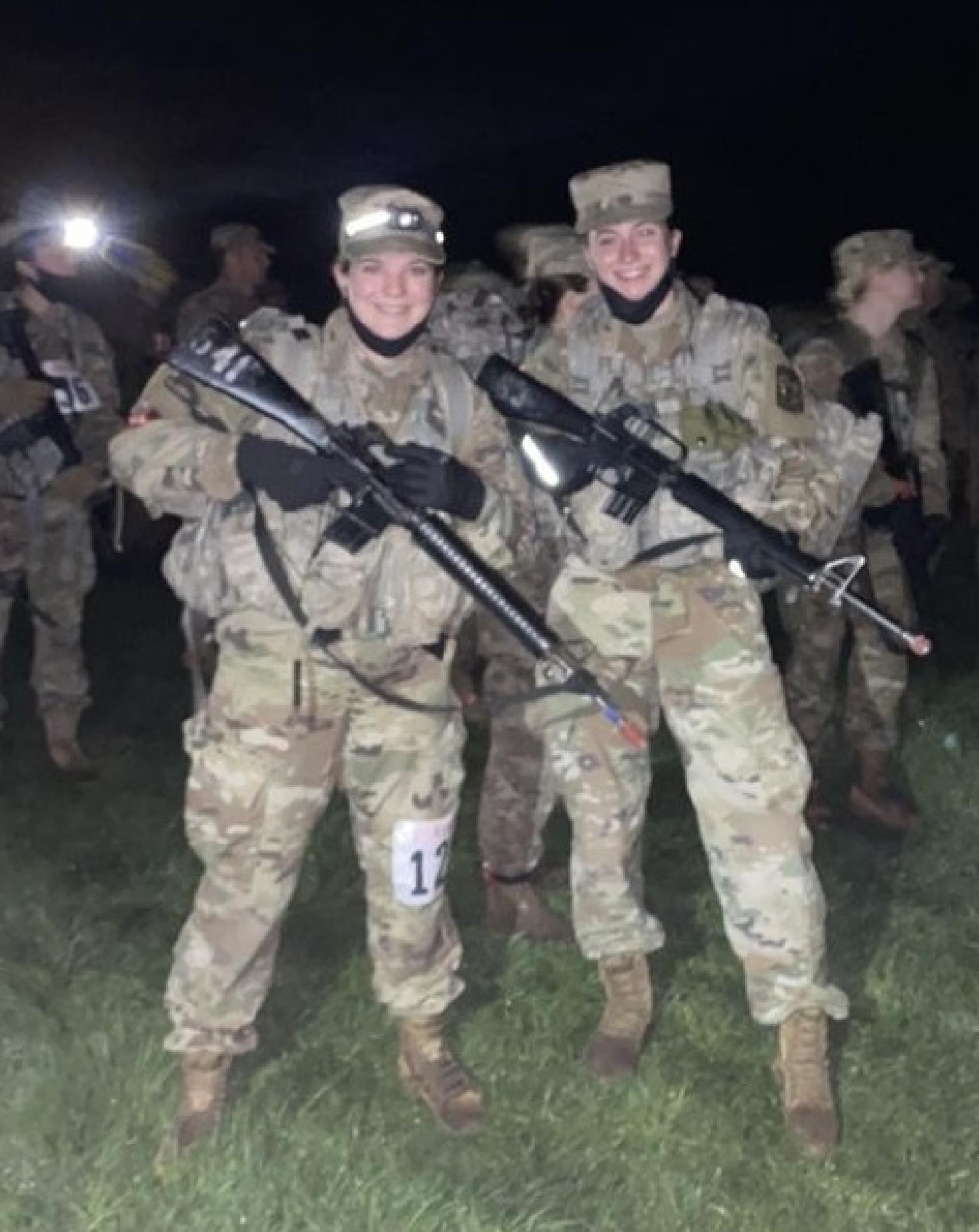 Cadet Brooke Hawkins and Cadet Helen Boyles at the start of the competition.