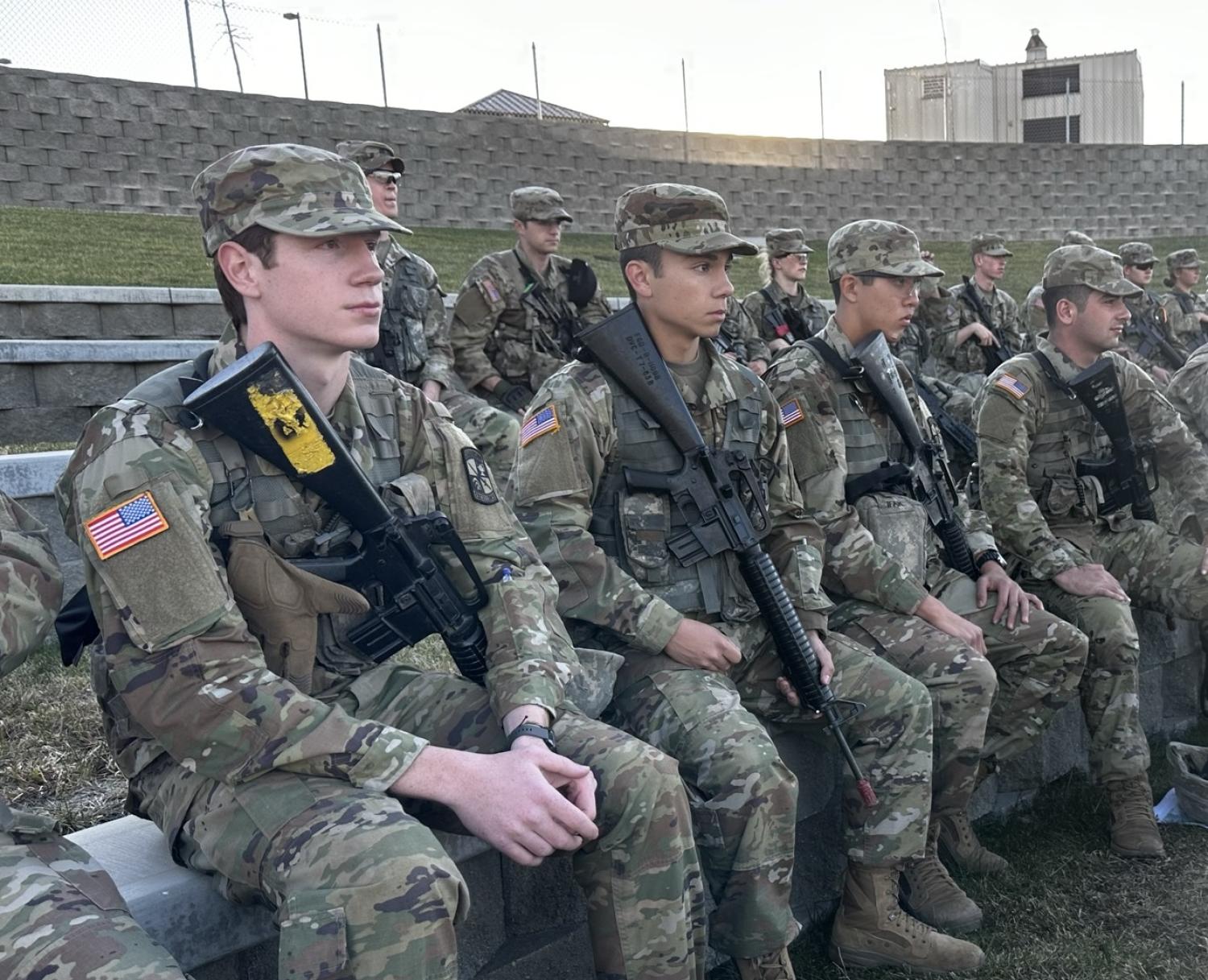 The GBB 2022 Ranger Challenge Team receiving instructions for the day’s events. Photo courtesy of CPT Nate Wherley.