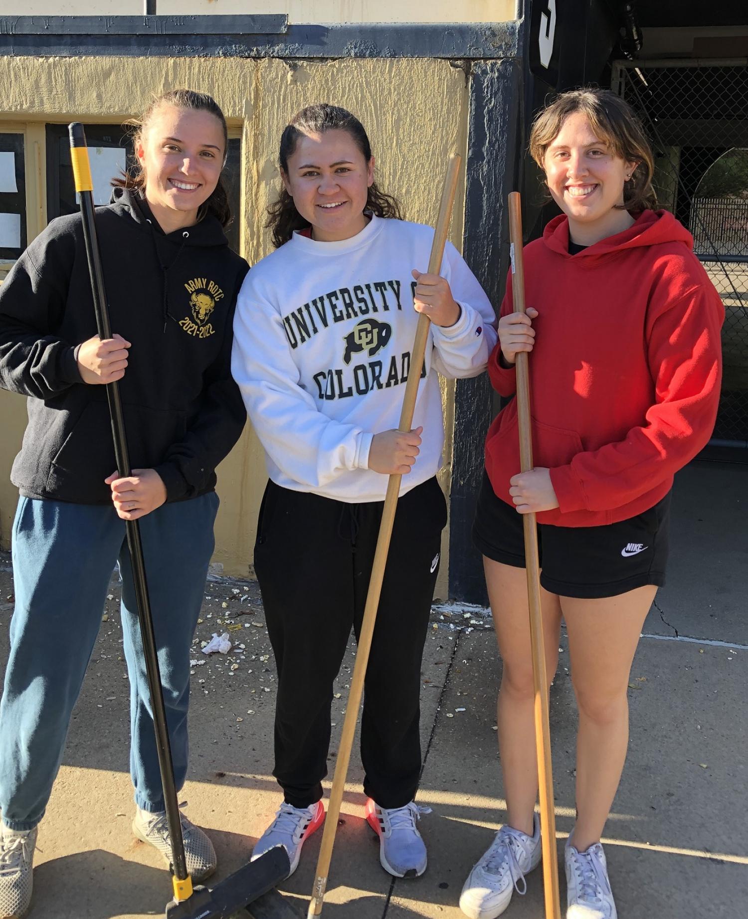 Army ROTC Cadets take time out to from sweeping to pose for a group picture. Photo courtesy of the Golden Buffalo Battalion.