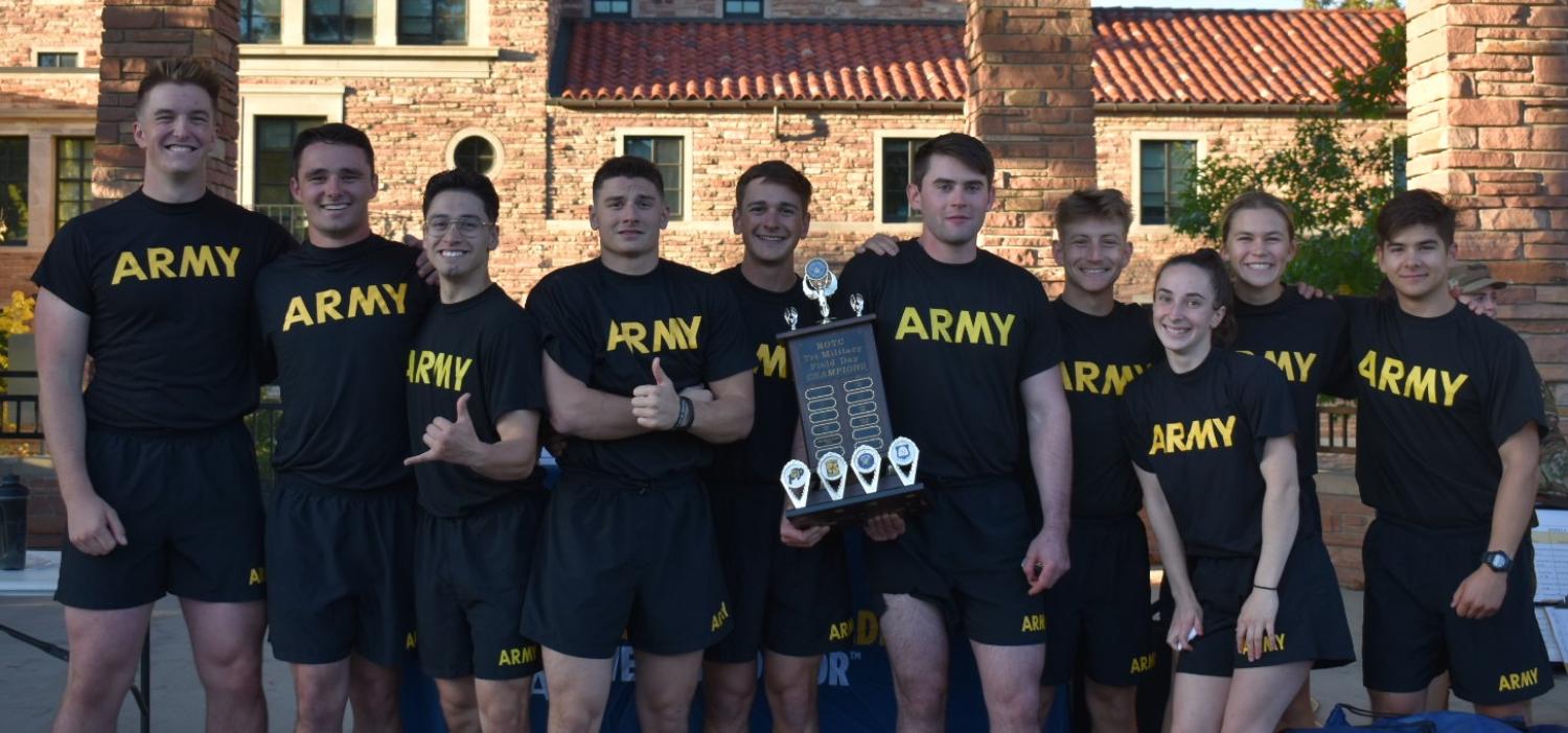 Army ROTC Cadets celebrating their first place victory in the annual Tri-Military Service Competition on October 13, 2022. Photo courtesy of AROTC Second Lieutenant Chantel Phipps.