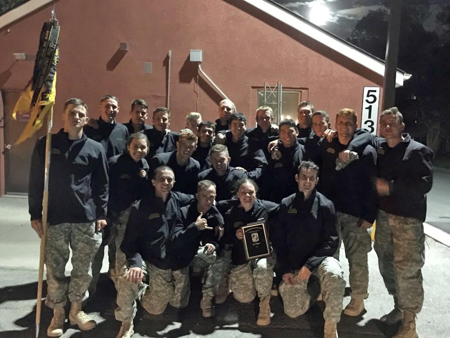 "The 2016 University of Colorado Boulder Alpha and Bravo Ranger Challenge teams at Camp Williams, Utah after the regional competition."