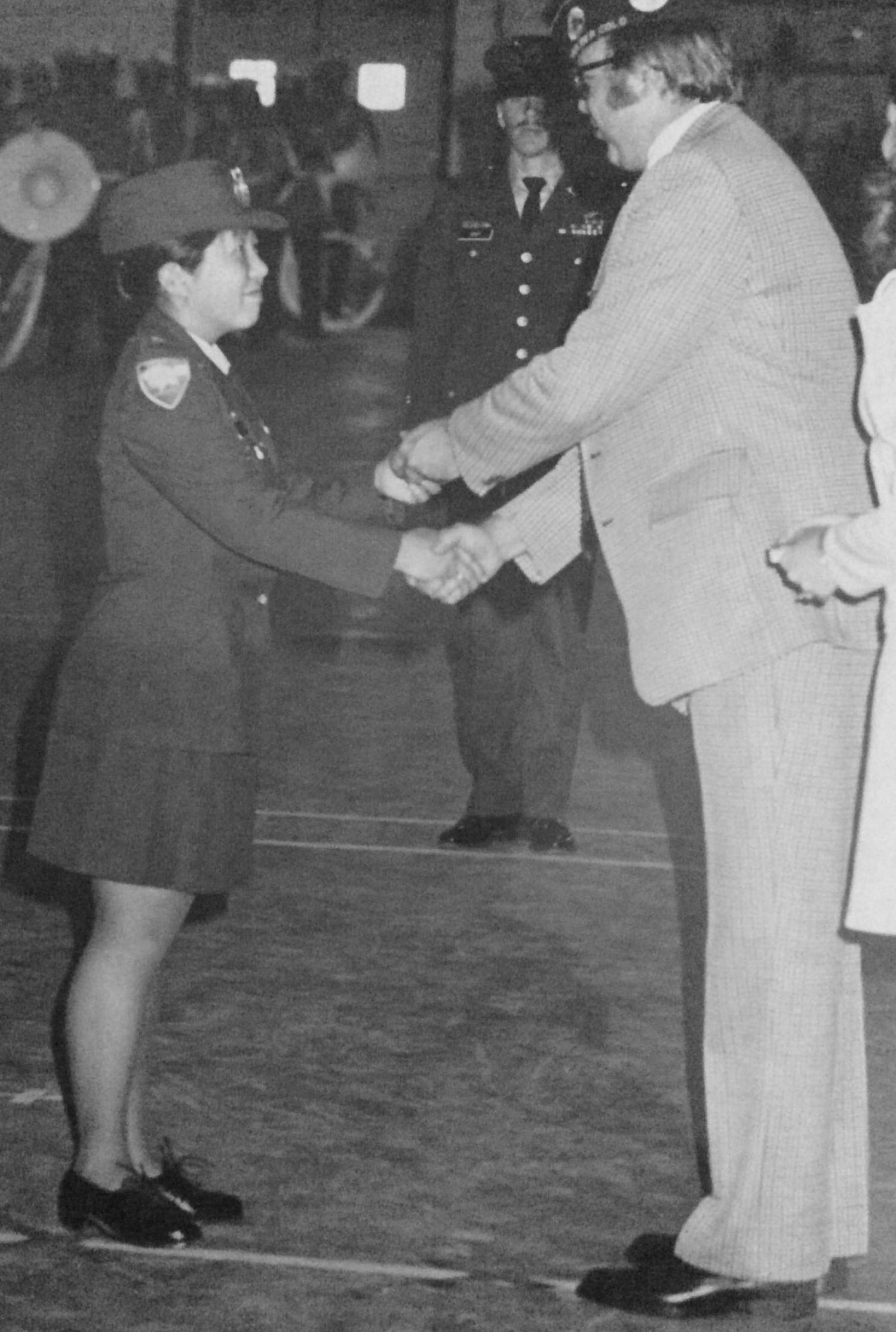 Cadet Agatsuma Rigby accepting the Denver Post Award.