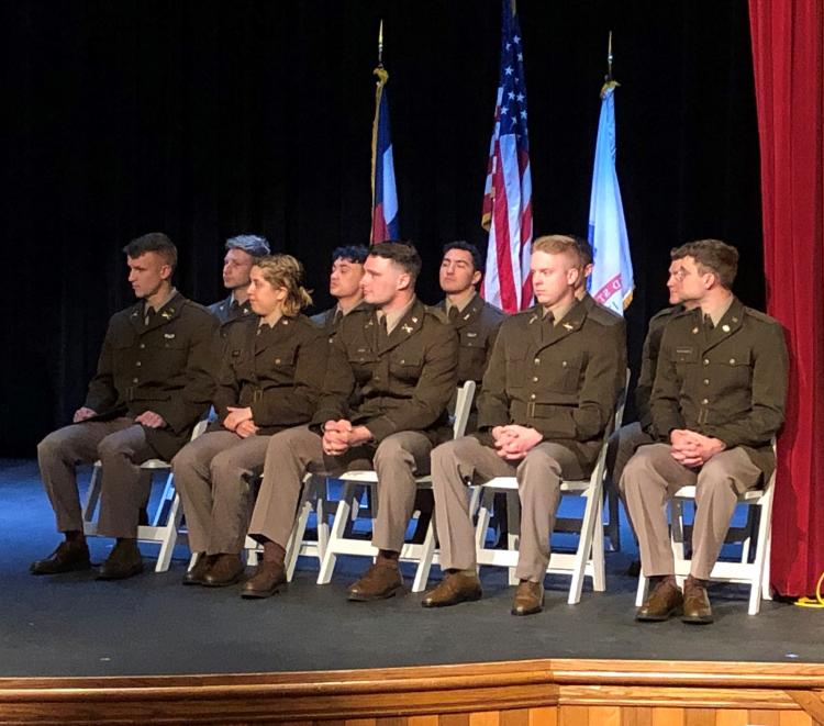 Ten Cadets getting ready to be commissioned as Second Lieutenant’s into the U.S. Army on May 12, 2023. Photo courtesy of the Golden Buffalo Battalion. 