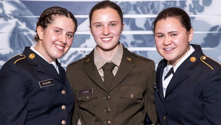 CDT Picard, CDT Lucas, and CDT Schwartz posing for a pic as well. Photo courtesy of Elevate Business Photography.