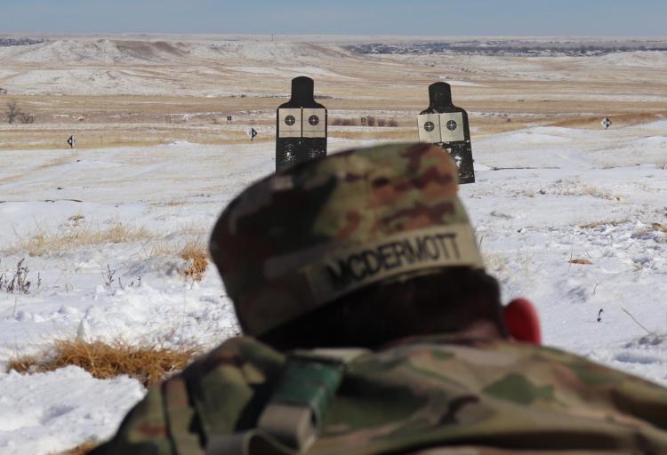 Cadet McDermott tested his abilities with close-range target shooting. Photo courtesy of MAJ Jenn Staton.