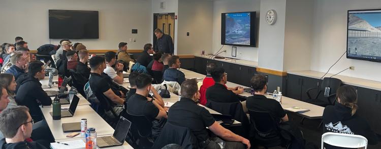 MSIV Cadets attend the Virtual Staff Ride on February 22, 2023. Photo courtesy of CPT Chris Head.