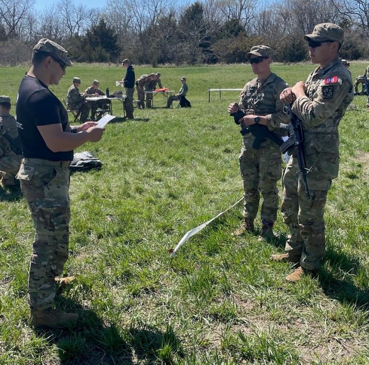 Cadets Brian Sheets and Isaac Mun being tested during the event. Photo courtesy of Captain Nathan Illies.