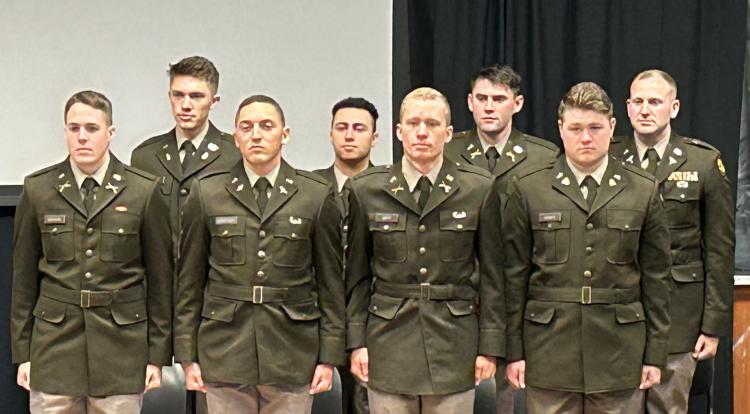 Eight Cadets getting ready to be commissioned as Second Lieutenant’s into the U.S. Army on May 10, 2024. Photo courtesy of the Golden Buffalo Battalion.