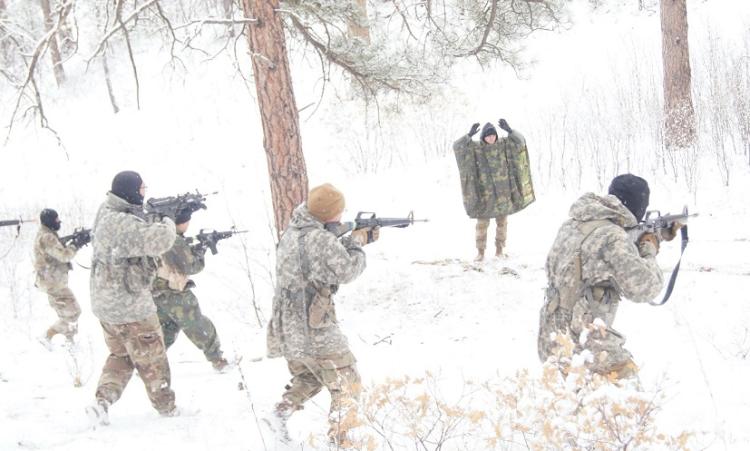 Cadets thwart an ambush objective and take enemy prisoners. Photo courtesy of Cadet Liam McDermott.