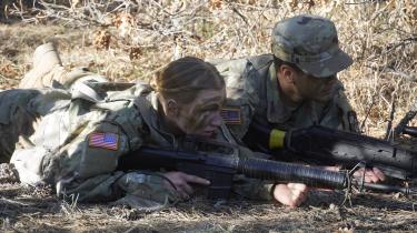 Cadet Pethica (MSII) and Cadet Elliott (MSII), prepare their sites on enemy engagement during the platoon training lane. Photo courtesy of Cadet William Vlad.