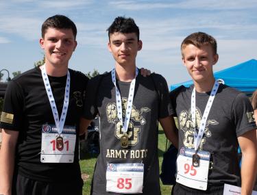 Overall winners – CDT Fin (placed 3rd), CDT Haug (placed 1st), and CDT Fanikos (placed 2nd). Photo courtesy of Cadet Arianna Decker.