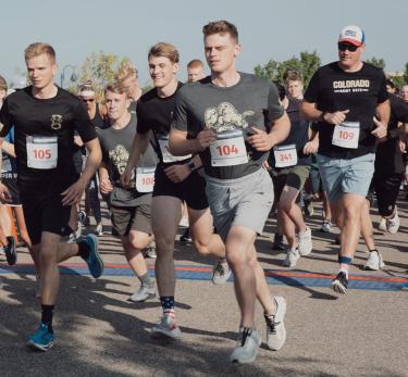 Cadets showing nice running form as the start the race. Photo courtesy of Cadet Arianna Decker.