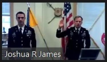 LTC Mark Van Gelder (left) and MAJ Joshua James (right) issuing the “Oath of Office” to the Second Lieutenant’s during the Commissioning Ceremony in the Army ROTC Cadet Lounge.