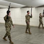 Army ROTC rifle team preparing to shoot. Photo courtesy of CDT William Vlad.