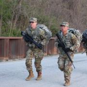 Male Team during the ruck march. Photo courtesy of the Army ROTC 3rd Brigade, USACC.