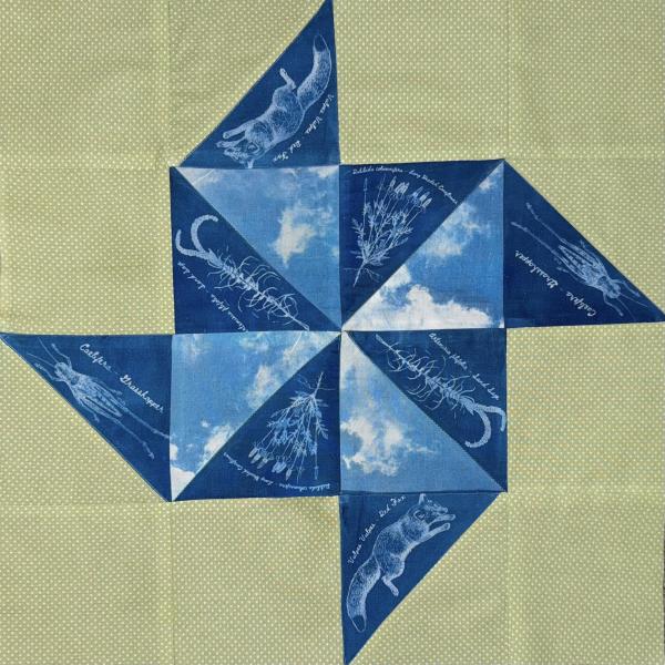 Prairie Pinwheel, 2025, Quilt Block, 18"x18"
