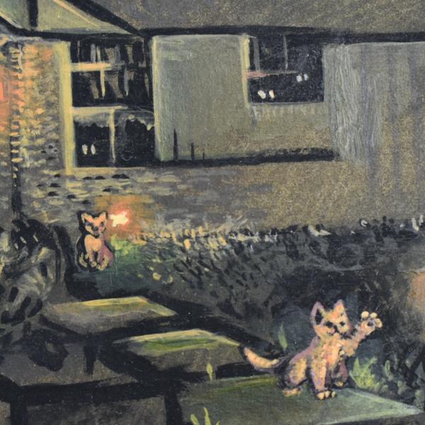 Tether - Dreams "Nightmare Nightlight” 6/13/24, Acrylic and colored pencil on paper, ( 15” x 22.5” )