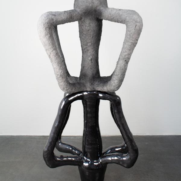 A Grix, Poporo IX (Charcoal for Naomi), Ceramic, Glaze, Polystyrene Foam, Paper Pulp, Graphite, Charcoal, India Ink, 1' x 2' x 4.5'