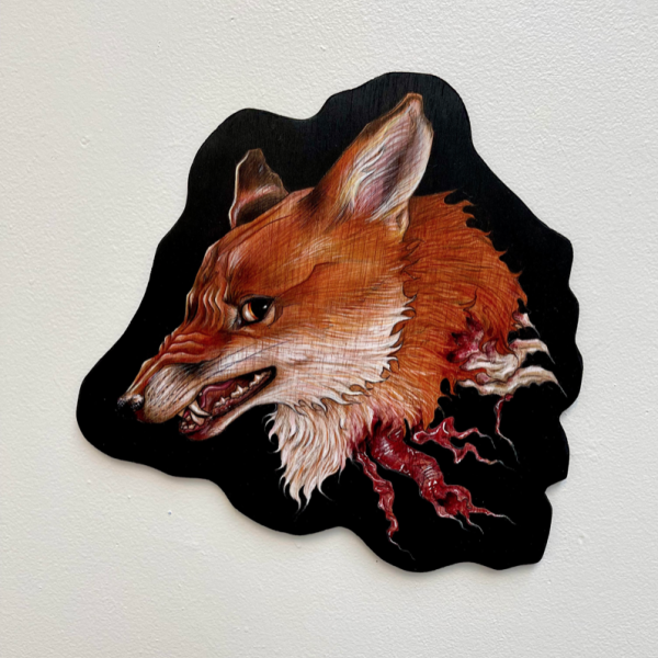 ‘Tongue Behind Your Teeth’ - Acrylic and Watercolor on Wood - 2022