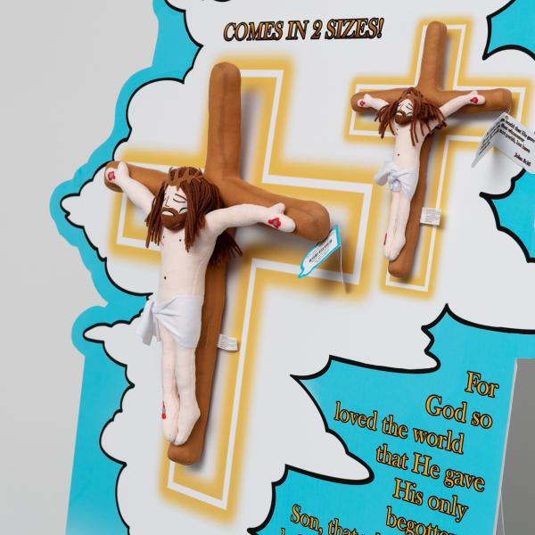 "My Savior," 2021. Polyester plush toys, pop-up display, infomercial video