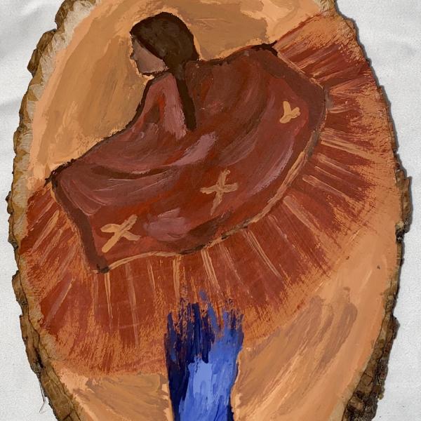Malea Vitt (BA). The Festival, Acrylic paint on wood, 8"x5"