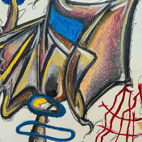 Aaron Jensen (BA). Untitled Two, oil, charcoal, and pastel on canvas, 20 x 16